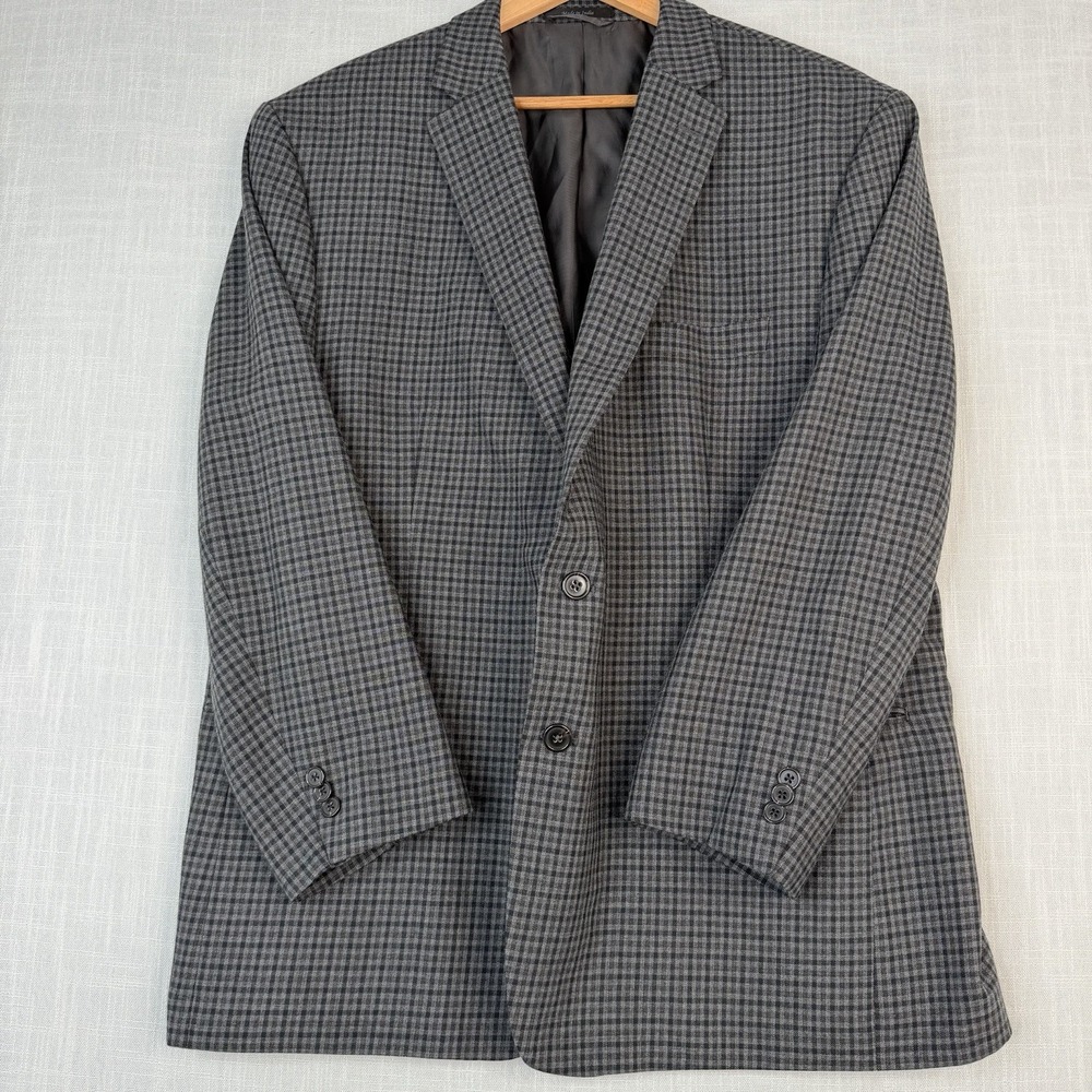 Lauren Ralph Lauren Blazer Mens 48R Gray Wool Plaid Tweed Sport Coat Jacket
